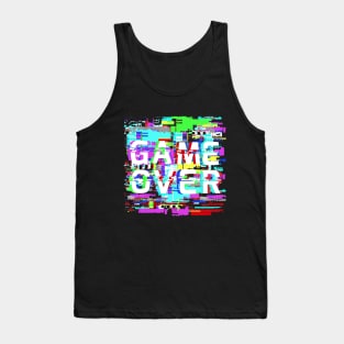 Game Over on glitch effect pixel noise Tank Top